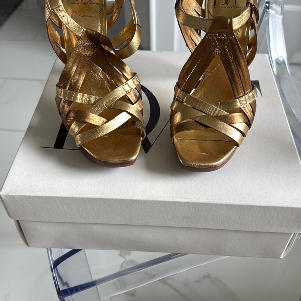 Gold Strappy Women's Sandals